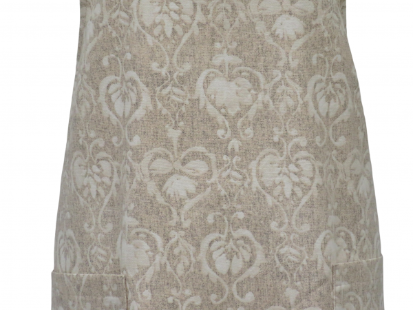 Women's Beige & Cream Damask Japanese Style Apron fabric closeup