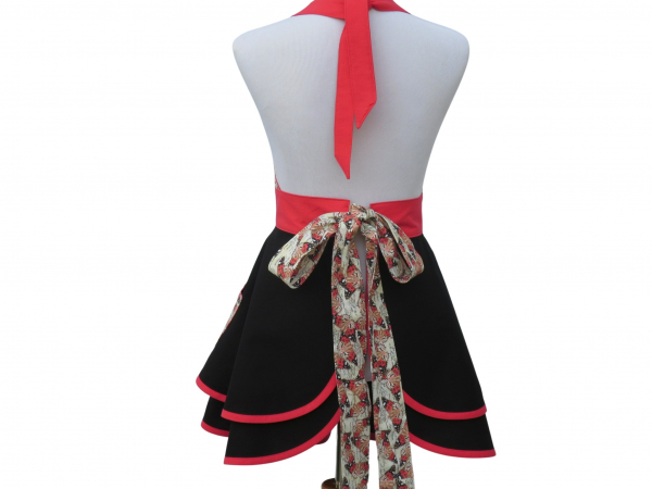 Women's Butterflies Retro Style Apron back view tied in back