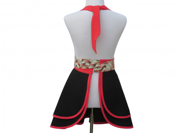 Women's Butterflies Retro Style Apron back view tied in back
