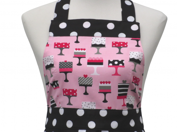 Women's Cake Themed Polka Dot Retro Apron bib