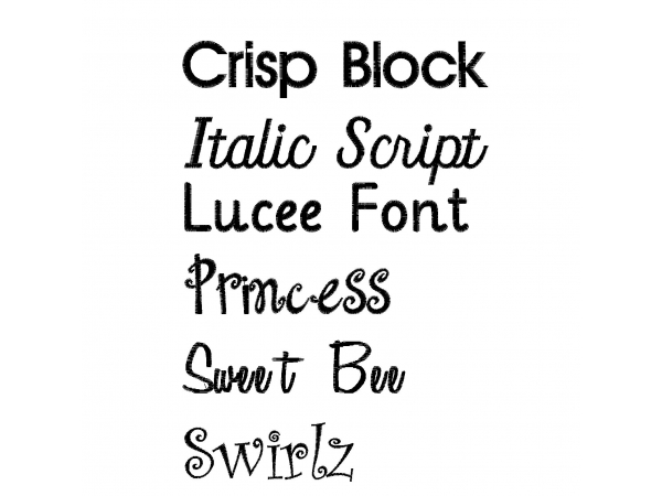 Apron Embroidery Font Options