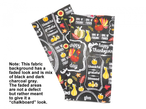 Happy Thanksgiving Tea Towels note about fabric