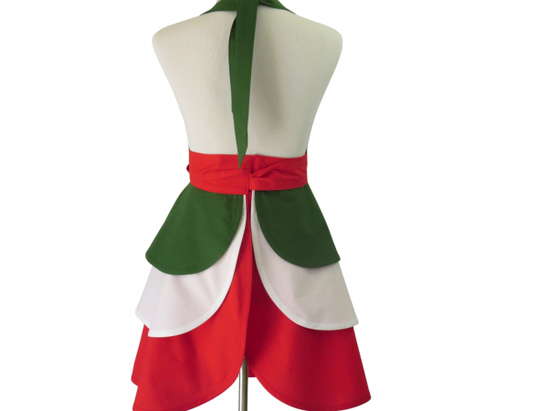 Green White Red Italian Retro Apron Back View