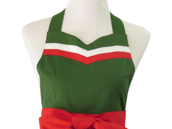 Green White Red Italian Retro Apron Bib View