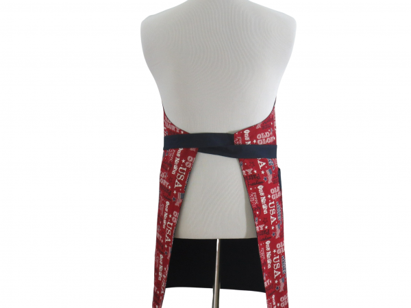 Men's or Unisex Red, White & Blue Patriotic Apron back view tied in front Men's or Unisex Red, White & Blue Patriotic Apron back view tied in front