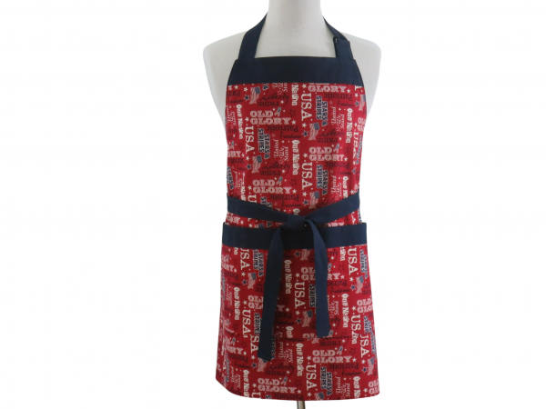 Men's or Unisex Red, White & Blue Patriotic Apron front view Men's or Unisex Red, White & Blue Patriotic Apron front view