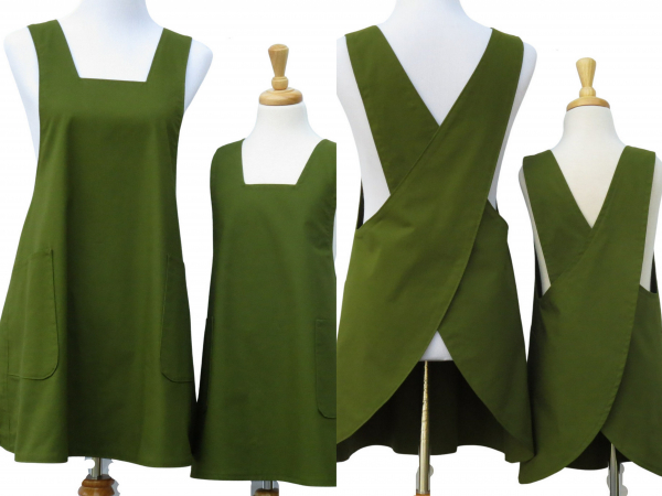 Mother Daughter Matching Solid Color Cross Back Aprons