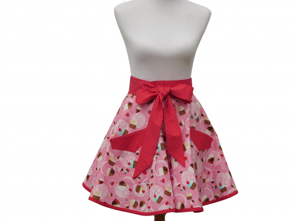 Women's Pink Cupcake Half Apron