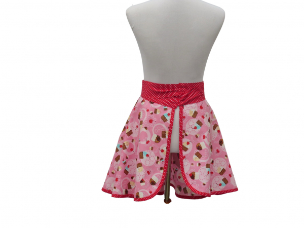 Women's Pink Cupcake Half Apron back view