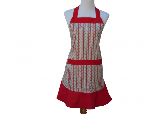 Mother & Daughter Matching Striped Floral Apron Set front view tied in back