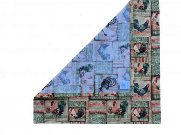 Rooster Cotton Napkins, set of 4 or 6, reverse side