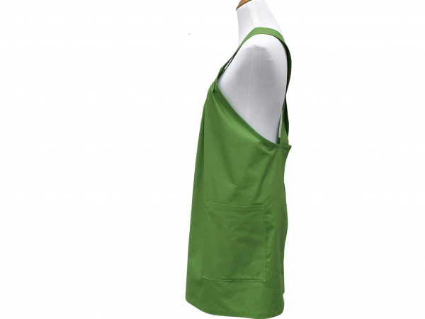 Solid Color Cross Back Apron with Gathered Top side view
