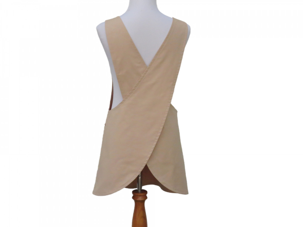 Solid V Neck Japanese Apron back view