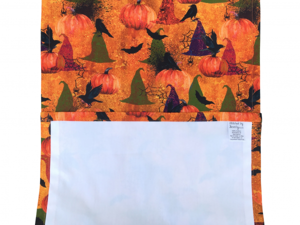 Witch Hats & Pumpkins Halloween Table Runner reverse side