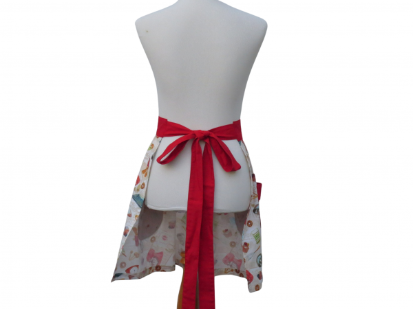 Mother Daughter Matching Cooking Themed Waist Apron back view tied in back