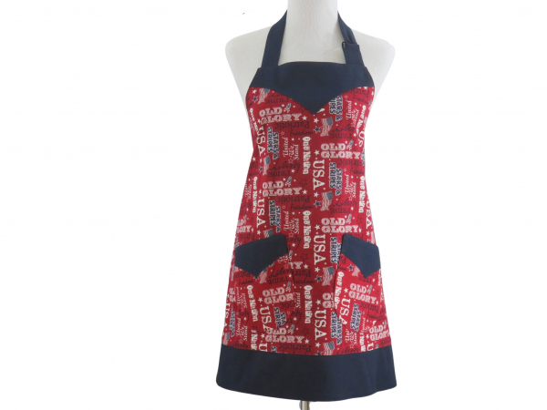 Women's Patriotic Red White & Blue front view tied in back