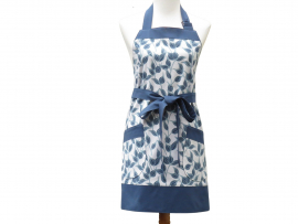 Women's Blue & Gray Vines Leaves Apron