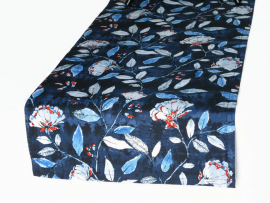 Blue Poppies Floral Table Runner