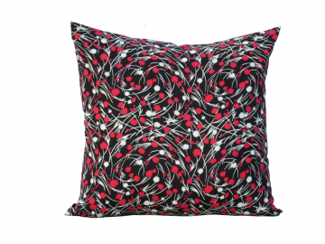 Black, Red & White Throw Pillow Cover in a Pretty Swirls 100% Cotton Print with Envelope Opening Closure, 18" x 18", 16" x 16", 14" x 14"