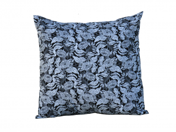 Black & White Floral Throw Pillow Cover, 100% Cotton, Square with Envelope Closure Opening, 18" x 18", 16" x 16", 14" x 14"