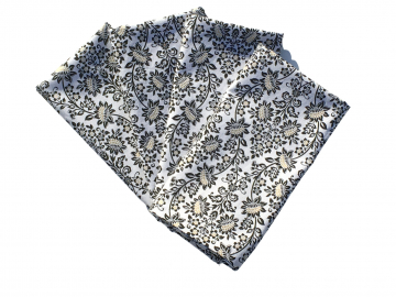 Black, White & Gold Damask Floral Cloth Napkins, Set of 4 or 6