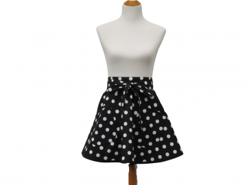 Women's Black & White Polka Dot Half Apron