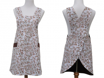 Women's Brown Vines Japanese Cross Back Style Apron