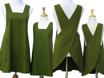 Mother & Daughter Solid Color Cross Back Aprons, 100% Cotton, in 12 Color Options