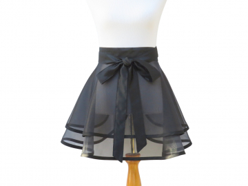 Women's Sheer Black Half Apron with Full Retro Style Circle Skirt